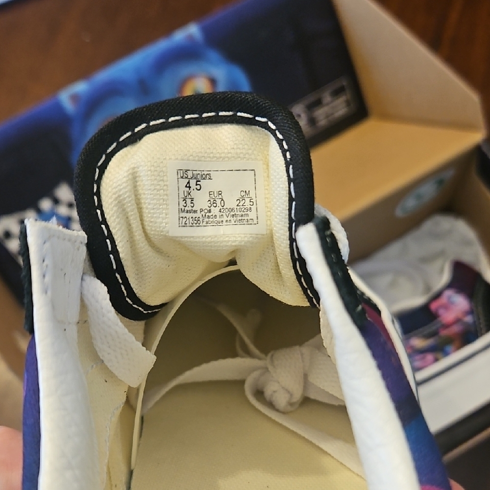 Vans Kids Black and White Sneakers with Colorful Character Design - Picture 4 of 7
